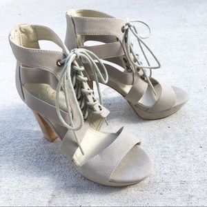 Colin Stuart Lace Up Cutout Platform Heels